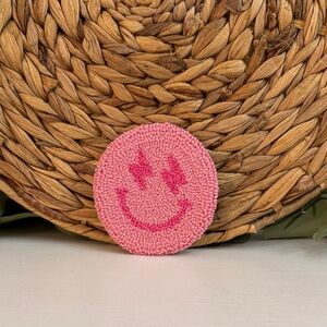 🆕 Pink Smiley Face Punch Needle Coaster